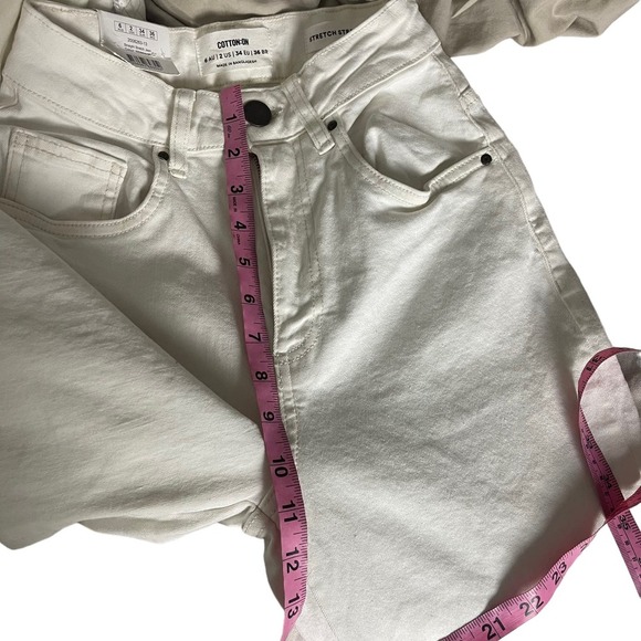 New Cotton On Stretch Straight Leg White Jeans Denim Size 2 - Picture 6 of 12